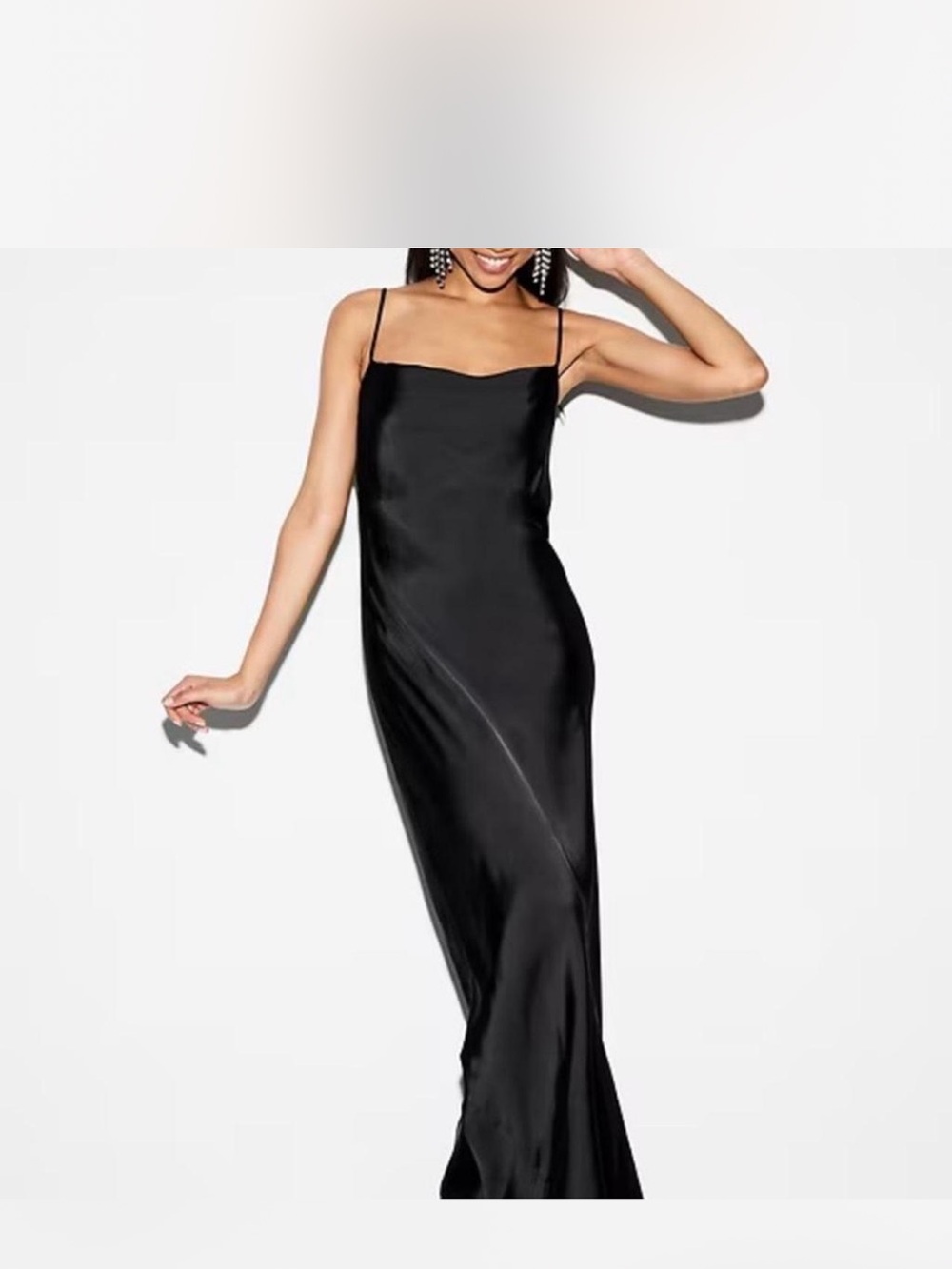 Old Navy Black Satin Strapless Slip Gown
